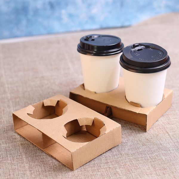 یک فنجان قهوه راه راه یکبار مصرف حامل نوشیدنی گرم Kraft Paper Kraft Paper برای بسته بندی فنجان