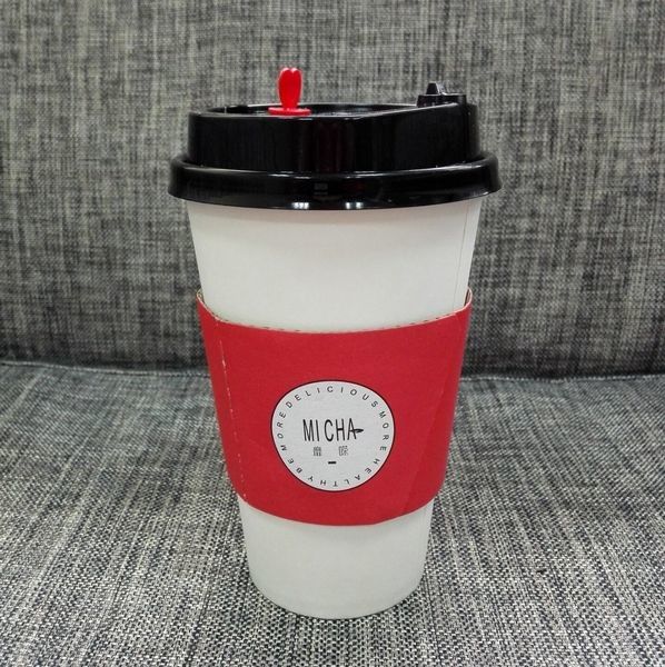 آستین فنجان کاغذ چاپی سفارشی با آستین درب 8oz 12oz 16oz برای نوشیدنی